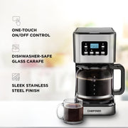Chefman RJ14-12-SQ-V2 12-Cup Programmable Digital Coffee Maker w/ Auto Shut Off - Stainless Steel
