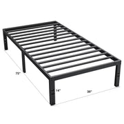 EDX WMVI-BF-3611 Twin Bed Frame, Heavy Duty Metal Platform, 14 Inch Under-Bed Storage, No Box Spring Needed, Black
