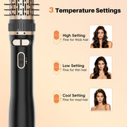 SKIMI Rotating Hair Dryer Brush, Auto-Rotating, Negative Ionic, 2 Interchangeable Round Brushes, Gold