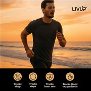 LivUp LU-SMTRNG-500 Smart Ring, Health Monitoring, Sleep Tracking, Multiple Exercise Modes, Bluetooth, Black, Size 9