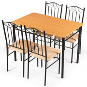Costway HW52163 5-Piece Dining Set Wood Metal Table and 4 Chairs
