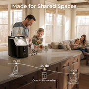 Goosiay Nugget Ice Maker Countertop Portable Ice Machine, Soft Chewable Pellet Ice, 33 lb Daily Output, Stainless Steel Black, HZB-15NB