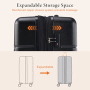 Alvantor Hardside Spinner Luggage, Lightweight Impact-Resistant ABS, TSA Lock, 360 Spinner Wheels, Expandable, Black, 20-28 Inch