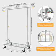 Homtell Heavy Duty Clothes Rack on Wheel Load 480 lbs, Foldable & Adjustable Rolling Clothing Racks for Hanging Clothes, Garment Rack Commercial Coat Rack