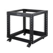 OCEANHUG OF5509 9U Open Frame Server Rack with Casters- Heavy Duty 4 Post 19-inch Network Rack Cabinet, Black