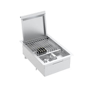 Spire Stainless Steel Built-In Side Burner, 12,000 BTU, Battery Electronic Ignition, Z-Shaped Lid, Convertible to Natural Gas, 760-0023B