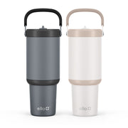 Ello Oasis Go 30oz Leak-Proof Stainless Steel Tumbler, Charcoal/Cream, 2 Pack - Built for Your Lifestyle
