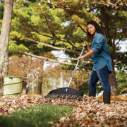 Fiskars Leaf Rake, Lightweight Aluminum Handle, 32 Flexible Resin Tines, 24 in. Head Width, 67 in. Length, Black and Orange, 1068952
