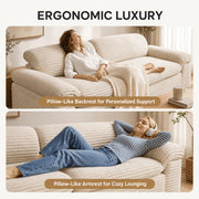 Neche Boneless Sofa Couch, 114 Inch, Deep Seat, Soft Camel Corduroy, 4-Seater