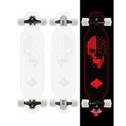 Shark Wheel Clear Skull Longboard with Built-In Color Changing Lights, 72mm DNA Shark Wheels, ABEC 9 Bearings, 180mm Reverse Kingpin Trucks