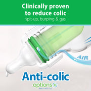 Dr. Brown's Natural Flow Anti-Colic Options+ Narrow Glass Baby Bottles, 8 oz, Silicone Sleeves, 3 Pack, Blue Glow Mint