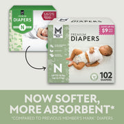 Premium Baby Diapers, Newborn, 102 Count