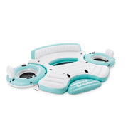 Intex Laguna Splash Island Floating Water Raft with 2 Detachable Solo Lounge Tubes, Built-In Cupholders, Grab Handles, Blue, 57274EP