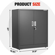 WORKPRO Black Small Industrial Metal Storage Cabinet w/Doors & Shelves - Adjustable