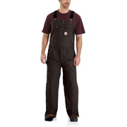 Carhartt Quilt-Lined Washed Duck Bib Overalls for Men Dark Brown M
