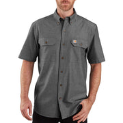 Carhartt Original Fit Midweight Chambray Short Sleeve Work Shirt, Black Chambray, X-Large, 104369-BKC