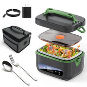Darzu Cordless Electric Lunch Box for Adults, 1.2L Portable Food Warmer with Multi-Speed Adjustable Heating, Battery Powered, Stainless Steel, Gray