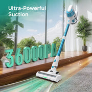 MOOSOO Cordless Stick Vacuum Cleaner, Lightweight, 150W Brushless Motor, HEPA Filtration, 55 Min Runtime, 1L Dust Cup, Adjustable LED Brush for Hardwood Floors, S5NA