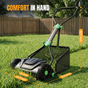 WORKPROX 16-Inch Push Reel Lawn Mower, Adjustable Height, 5-Blade Manual Mower, Removable 8-Gallon Grass Catcher, Black