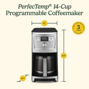 Cuisinart 14-Cup PerfecTemp Programmable Coffee Maker, White, Glass Carafe, Brew Strength Control, Brew Pause, Over Ice Function, DCC-3500W
