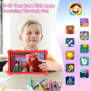 Thunrlge K708 7-Inch Kids Tablet, Android Tablet, 3+5 RAM 64GB ROM (TF CARD 256GB) Google Certified (Red)