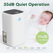 Kloudic Dehumidifier for Home, 280 Sq Ft Coverage, 37Oz Water Tank, Portable, Quiet Operation, Auto Shut Off, DH-CS14