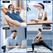 Absoke Portable Neck Fan, Bladeless Hands-Free Personal Cooling Fan, 360 Airflow, 3 Speeds, Rechargeable 4000mAh Battery, White
