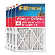 3M Filtrete AC Furnace Air Filter, MERV 11, MPR 1000, Electrostatic Pleated Polypropylene, 16x20x1 Inch, 4 Pack