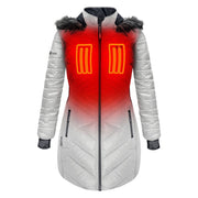 ActionHeat AH-LPJKT-5V-W-A 5V Battery-Heated Insulated Puffer Jacket with Hood for Ladies - Antarctica White - XXL
