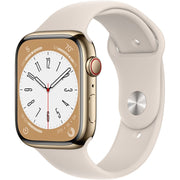 Apple Watch Gen 8 Series 8 Cell 45mm Gold Stainless Steel - Starlight Sport Band MNVX3LL/A