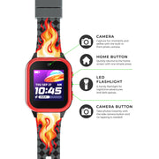 iTech Junior Smartwatch for Kids Jr. 4 with Camera, Audiobooks and Games, Gray Case with Black-Red Flame Strap