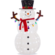Best Choice Products 5ft Lighted Pop-Up Snowman Outdoor Christmas Decoration with 200 Multicolored LED Lights, Hat, Scarf, Weather-Resistant Polyester