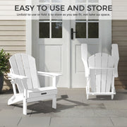 MUCHENGHY Folding Adirondack Outdoor Patio Chair with Built-in Cup Holder, White, HDPE Material, Supports 380 lbs, WM-PKQWY-WHITE