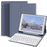 KVTVOU Tablet Keyboard Case for iPad 9th 8th 7th Generation 10.2 Inch, Detachable Wireless Bluetooth Keyboard, Pencil Holder, Stand Folio, Soft TPU Cover, Purple