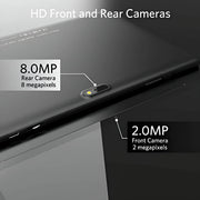NOVOJOY 10.1 Inch Android 14 Tablet, Quad-Core Processor, 2GB RAM, 32GB Storage Expandable to 512GB, Dual 8MP Cameras, 1280x800 IPS Display, 6000mAh Battery, Gray