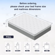 CIUANCE 12 inch Full Mattress, Cooling Gel Memory Foam Mattress in a Box,Fiberglass Free Bed for Pressure Relief & Back Pain