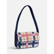 Free Assembly Women's Beaded Plaid Shoulder Bag, Multicolor, Magnetic Snap Closure, 9.75 in Strap Drop