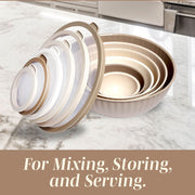 Cook With Color 12-Piece Mixing Bowl Set, Durable BPA-Free Plastic, Non-Slip Silicone Base, Taupe - Durable & Safe