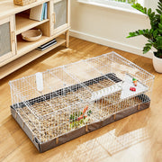 Vibrant Life Soft Sided Guinea Pig Habitat, Indoor Outdoor Canvas Bottomed Small Animal Cage, Gray White, 48.03 in x 27 in x 14.17 in
