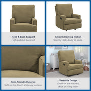 Baby Relax Salma 2-in-1 Rocker Recliner Chair, Soft Touch Polyester Chenille Upholstery, Multi-Position Recline, Light Gray, NS012LTG