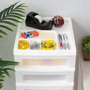 Iris USA 9-Drawer Narrow Plastic Storage Cart with Divided Organizer Top, White, 49 Qt