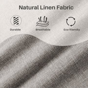 Frostbloom King Size Linen Fabric Upholstered Bed with Wingback Headboard, Beige, High Profile, 1000 lb Load Capacity