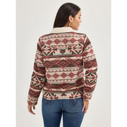 Wrangler Women's Sherpa Lined Jacquard Barn Jacket, Southwestern Geometric Print, Burgundy, Large, 112368301