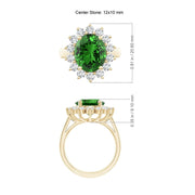 Zuwelria 5.95 Ct Oval Cut Green Emerald Gemstone Diamond Ring for Women, 18K Yellow Gold Plated Sterling Silver, Size 7