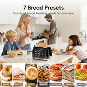TeraFlex Smart 2-Slice Toaster with 6-Inch Touchscreen, 7 Bread Presets, 7 Browning Levels, Extra-Wide 1.5-Inch Slots, Mute Mode, Piano-Black Finish