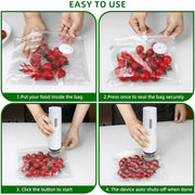 PKALQ HYD01 Food Saver Vacuum Sealer Machine, Cordless Compact Design, One-Touch Operation, White