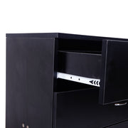 FCH UBesGoo Black Chest of Drawers Dresser Wood Organizer Cabinet, 4 Drawer Nightstand Side Table