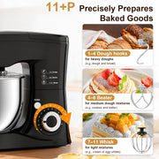 CUOCCO PRO Stand Mixer, 1000W Pure Copper Motor, 11 Speeds with Pulse, 5.5Qt Stainless Steel Bowl, 3D Planetary Mixing, Tilt-Head, Dishwasher Safe, Black