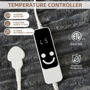 SOMITO Heated Blanket Full Size, 200gsm Flannel and Sherpa, 10 Heat Settings, 10-Hour Timer, ETL Certified, Machine Washable, Gray, 72x84 Inches