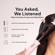 L'ANGE HAIR GlamWave Thermal Ionic Brush, 38mm Ceramic Barrel, Infrared Technology, Adjustable Heat 260F-410F, Blush